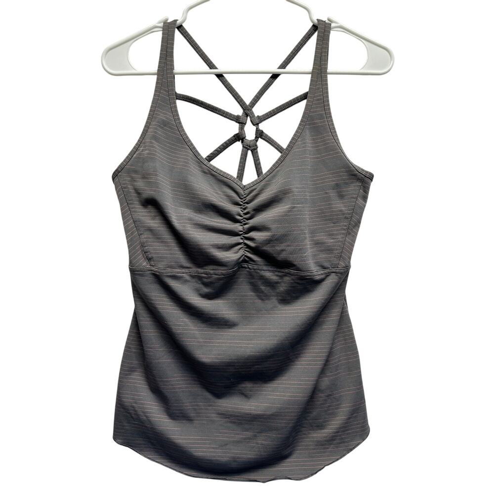 Prana Grey Strappy Ruched Tank Top